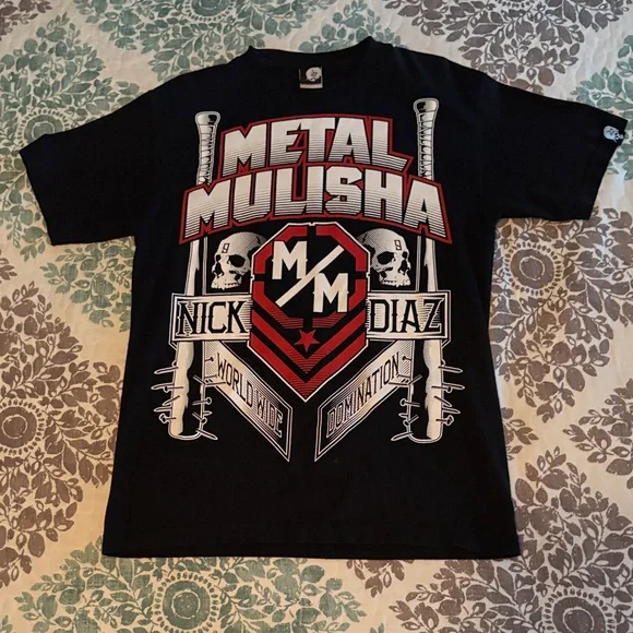 Nick Diaz Metal Mulisha Black/Red Graphic Worldwide Domination T-Shirt SZ Medium - Picture 1 of 4